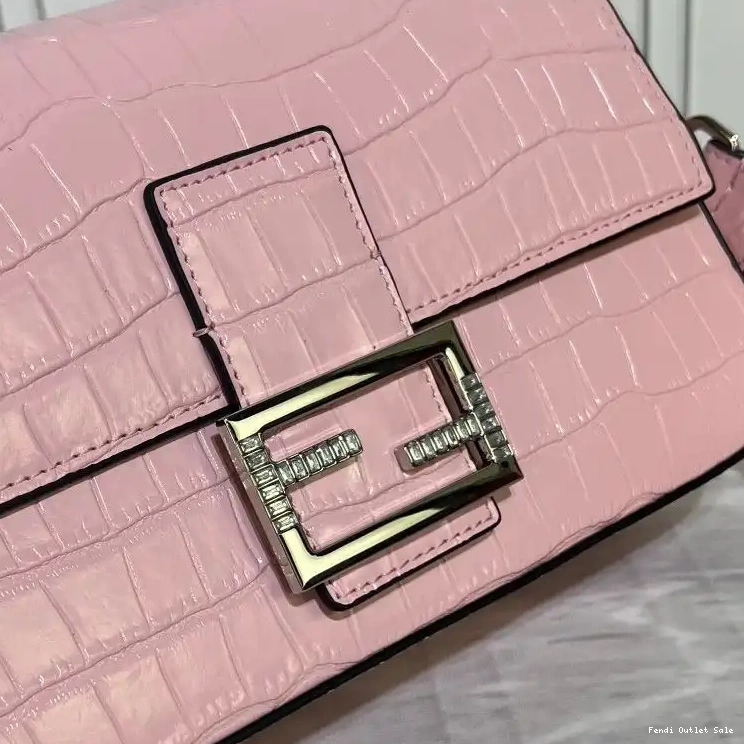 Cheap Tiffany Pink Medium Fendi Crocodile Bag In Leather Baguette 0523